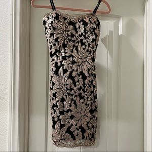 Black & Gold Sequined Bodycon Dress